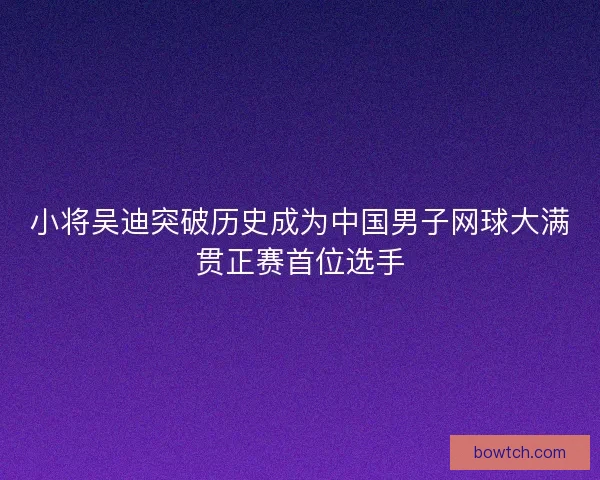 小将吴迪突破历史成为中国男子网球大满贯正赛首位选手