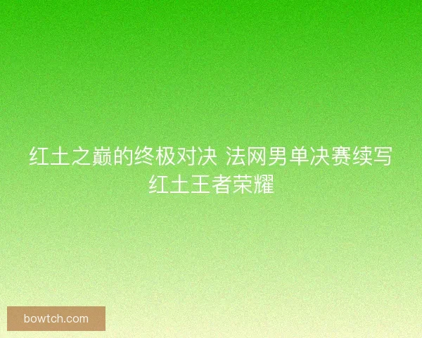 红土之巅的终极对决 法网男单决赛续写红土王者荣耀