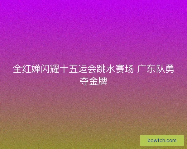 全红婵闪耀十五运会跳水赛场 广东队勇夺金牌 全红婵闪耀十五运会跳水赛场 广东队勇夺金牌